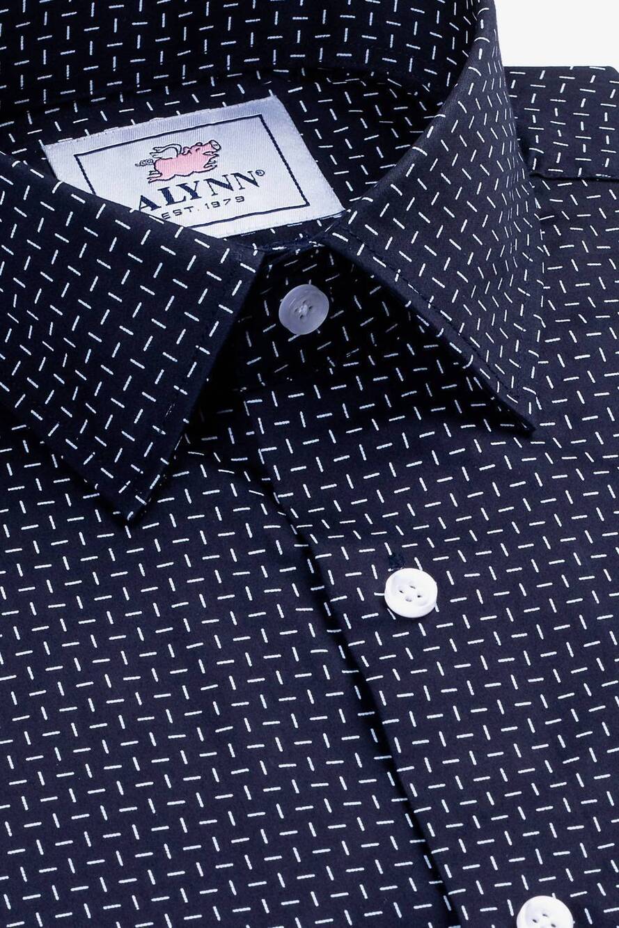 NEW ALYNN men's finn untuckable slim fit dress shirt in navy blue